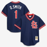 Navy Ozzie Smith St. Louis Cardinals Mitchell & Ness Authentic Batting Practice Jersey