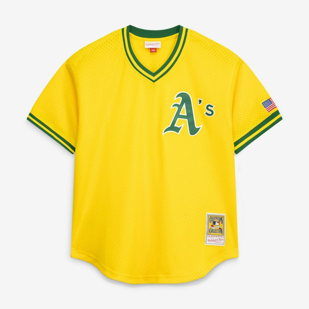 Yellow Rickey Henderson Athletics Mitchell & Ness Authentic Batting Practice Jersey
