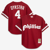 Scarlet Lenny Dykstra Philadelphia Phillies Mitchell & Ness Authentic Batting Practice Jersey