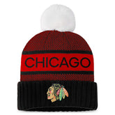 NHL Chicago Blackhawks Fanatics Women's Authentic Pro Rink Cuffed Knit Hat with Pom
