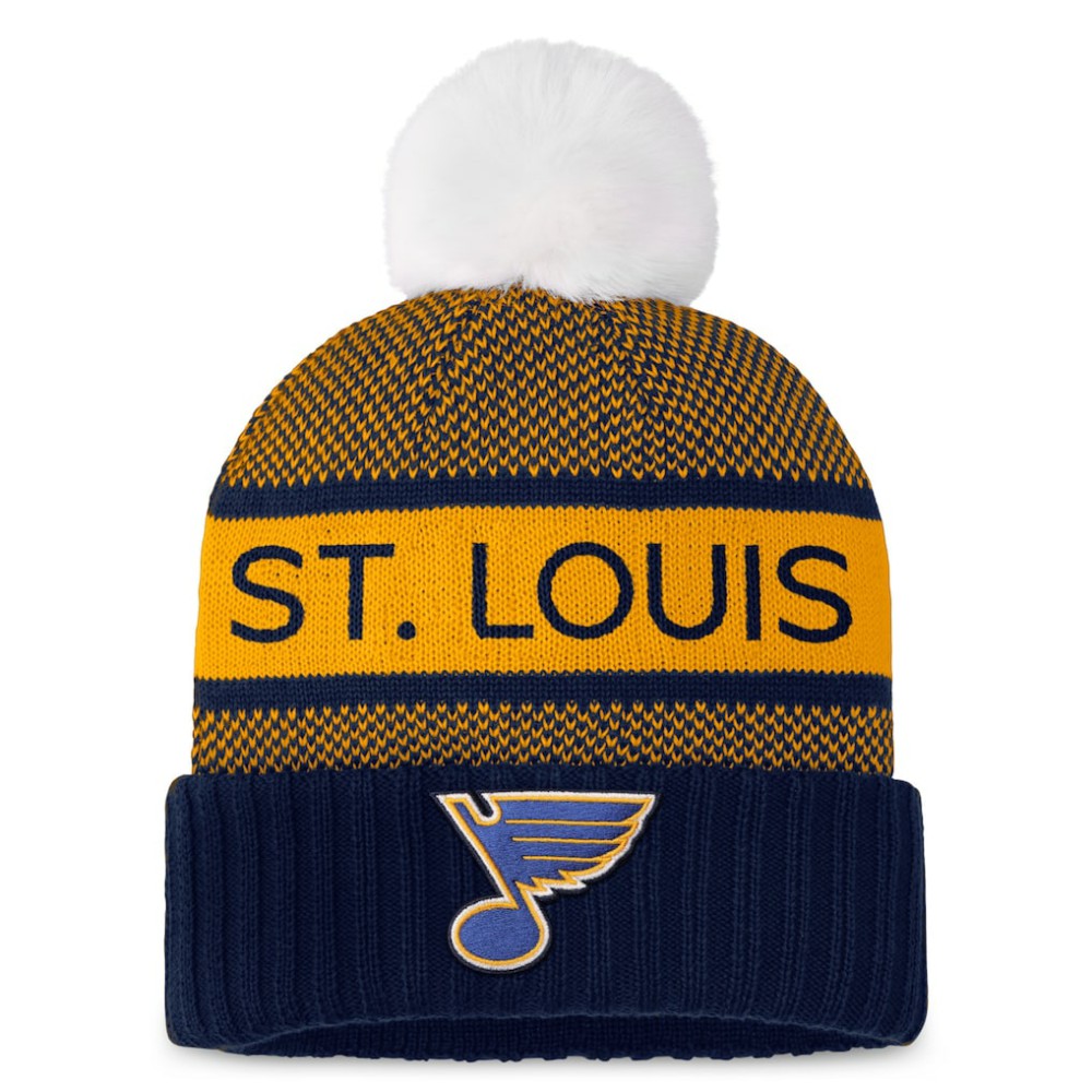 NHL St. Louis Blues Fanatics Women's Authentic Pro Rink Cuffed Knit Hat with Pom
