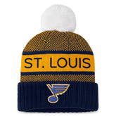 NHL St. Louis Blues Fanatics Women's Authentic Pro Rink Cuffed Knit Hat with Pom