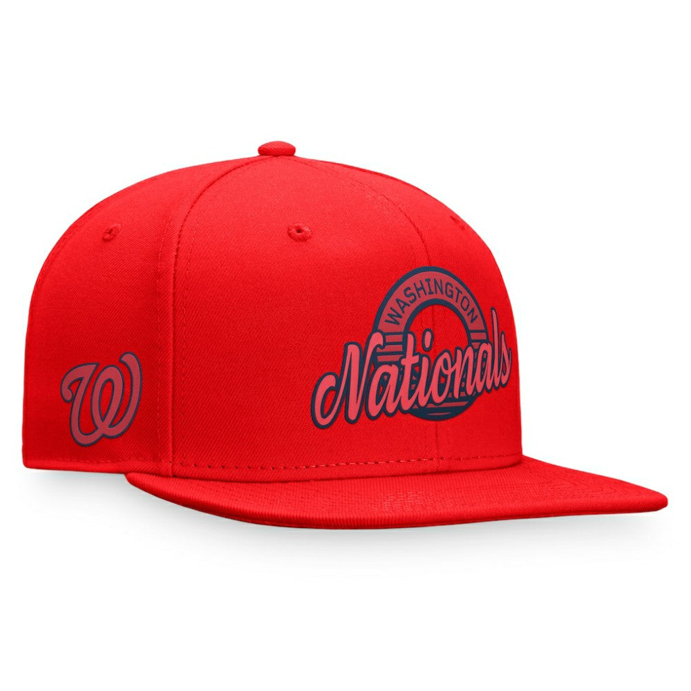Red Washington Nationals Fanatics Circle Script Snapback Hat