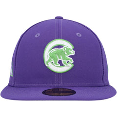Purple Chicago Cubs New Era Lime Side Patch 59FIFTY Fitted Hat