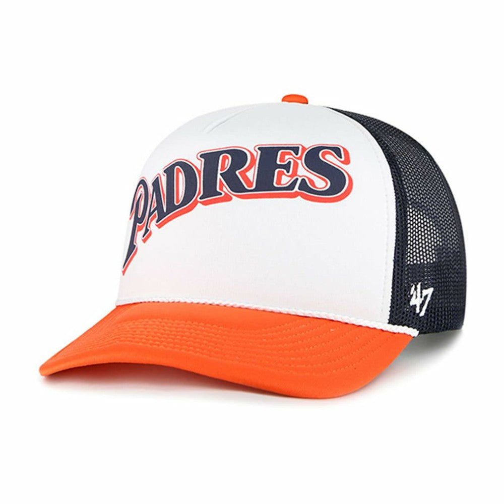White San Diego Padres '47 Foam Front Script Trucker Snapback Hat