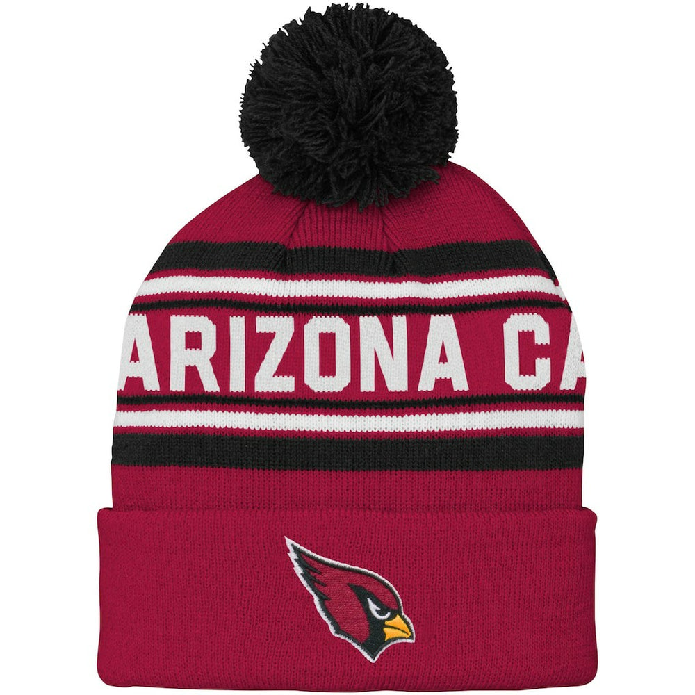 Youth Jacquard Cuffed Knit Hat with Pom - Arizona Cardinals Hats
