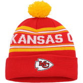 Youth Jacquard Cuffed Knit Hat with Pom - Kansas City Chiefs Hats