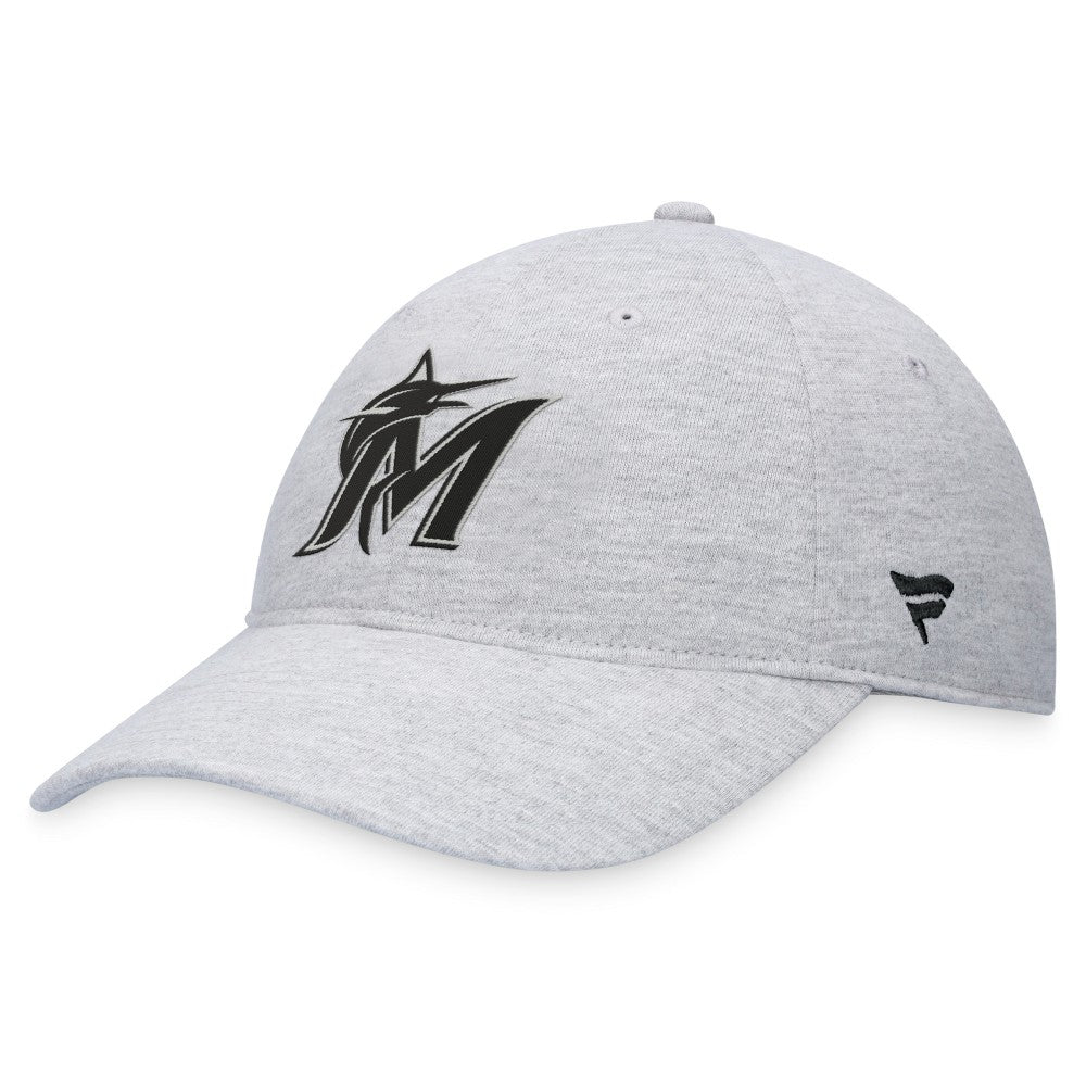 Gray Miami Marlins Fanatics Logo Adjustable Hat