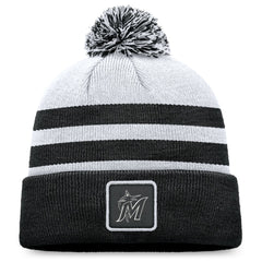 Gray Miami Marlins Fanatics Cuffed Knit Hat with Pom