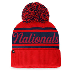 Red/Navy Washington Nationals Fanatics Women's Script Cuffed Knit Hat with Pom