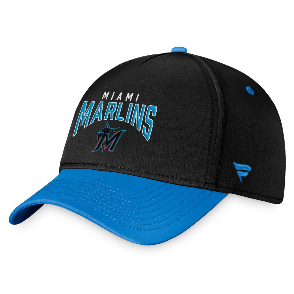 Black/Blue Miami Marlins Fanatics Stacked Logo Flex Hat