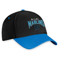 Black/Blue Miami Marlins Fanatics Stacked Logo Flex Hat