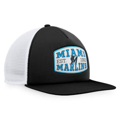 Black Miami Marlins Fanatics Foam Front Patch Trucker Snapback Hat
