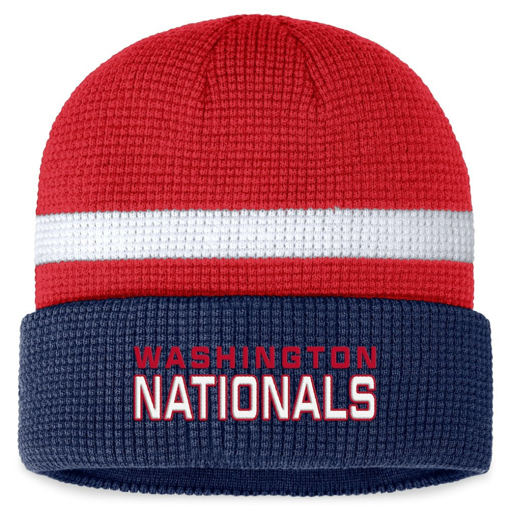 Red Washington Nationals Fanatics Waffle Cuffed Knit Hat