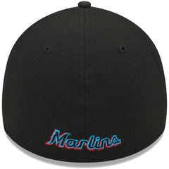 Black Miami Marlins New Era Logo 39THIRTY Flex Hat