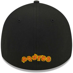 Black San Diego Padres New Era Logo 39THIRTY Flex Hat