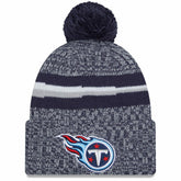 Youth 2023 Sideline Cuffed Knit Hat With Pom - Tennessee Titans Hats
