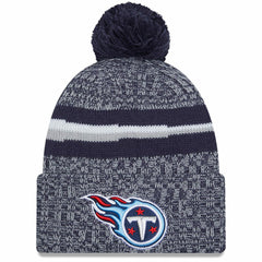 Youth 2023 Sideline Cuffed Knit Hat With Pom - Tennessee Titans Hats