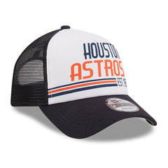 White/Navy Houston Astros New Era Stacked A-Frame Trucker 9FORTY Adjustable Hat