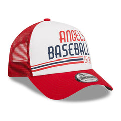 White/Red Los Angeles Angels New Era Stacked A-Frame Trucker 9FORTY Adjustable Hat