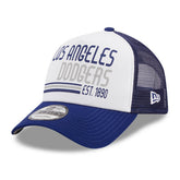 White/Royal Los Angeles Dodgers New Era Stacked A-Frame Trucker 9FORTY Adjustable Hat