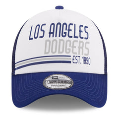 White/Royal Los Angeles Dodgers New Era Stacked A-Frame Trucker 9FORTY Adjustable Hat