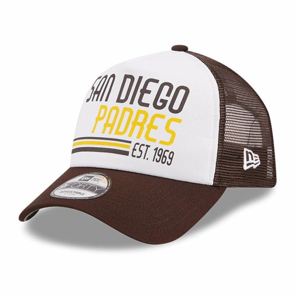 White/Brown San Diego Padres New Era Stacked A-Frame Trucker 9FORTY Adjustable Hat