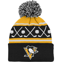 NHL Pittsburgh Penguins Preschool Faceoff Cuffed Knit Hat with Pom
