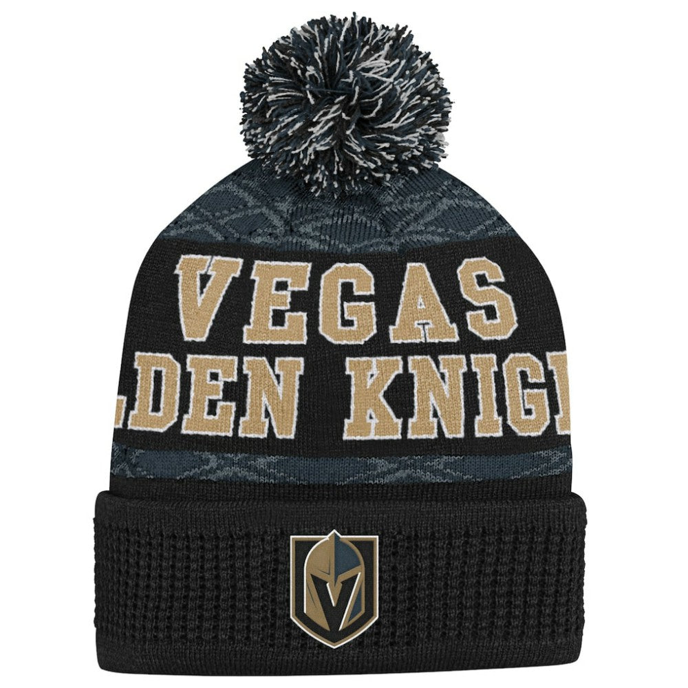 NHL Vegas Golden Knights Youth Puck Cuffed Knit Hat with Pom