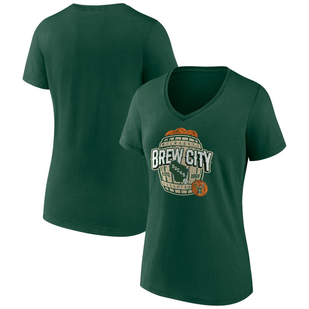 Milwaukee Bucks Women's Announcer V-Neck T-Shirt