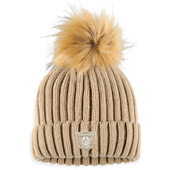 WEAR by Erin Andrews Women's Neutral Cuffed Knit Hat with Pom - Las Vegas Raiders Hats