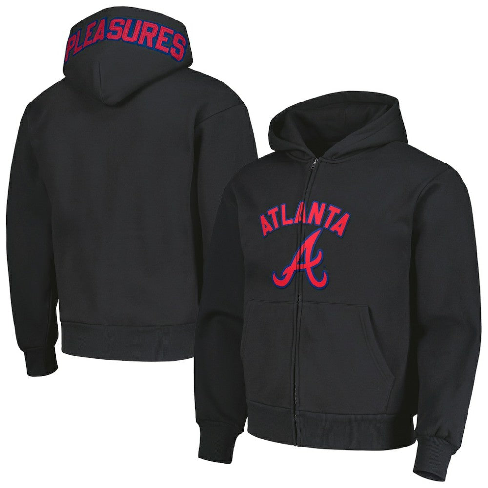 Black Atlanta Braves PLEASURES Opening Day Full-Zip Hoodie