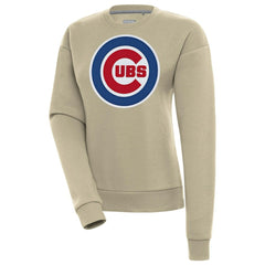 Khaki Chicago Cubs Antigua Women's Victory Pullover Sweatshirt
