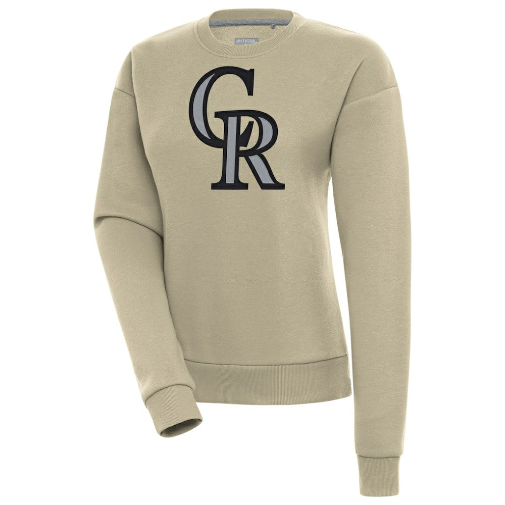 Khaki Colorado Rockies Antigua Women's Victory Pullover Sweatshirt
