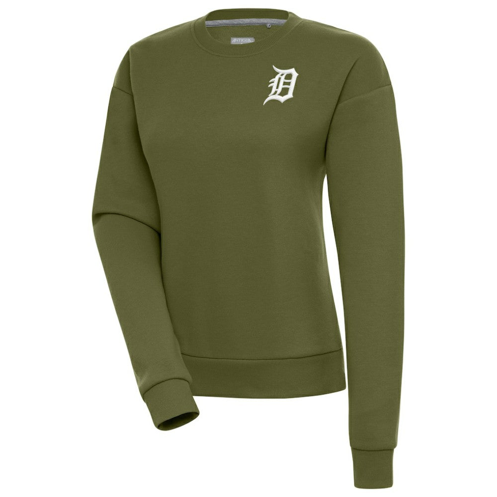 Olive Detroit Tigers Antigua Women's Victory Pullover Sweatshirt