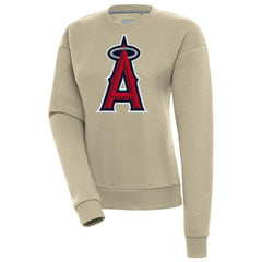 Khaki Los Angeles Angels Antigua Women's Victory Pullover Sweatshirt