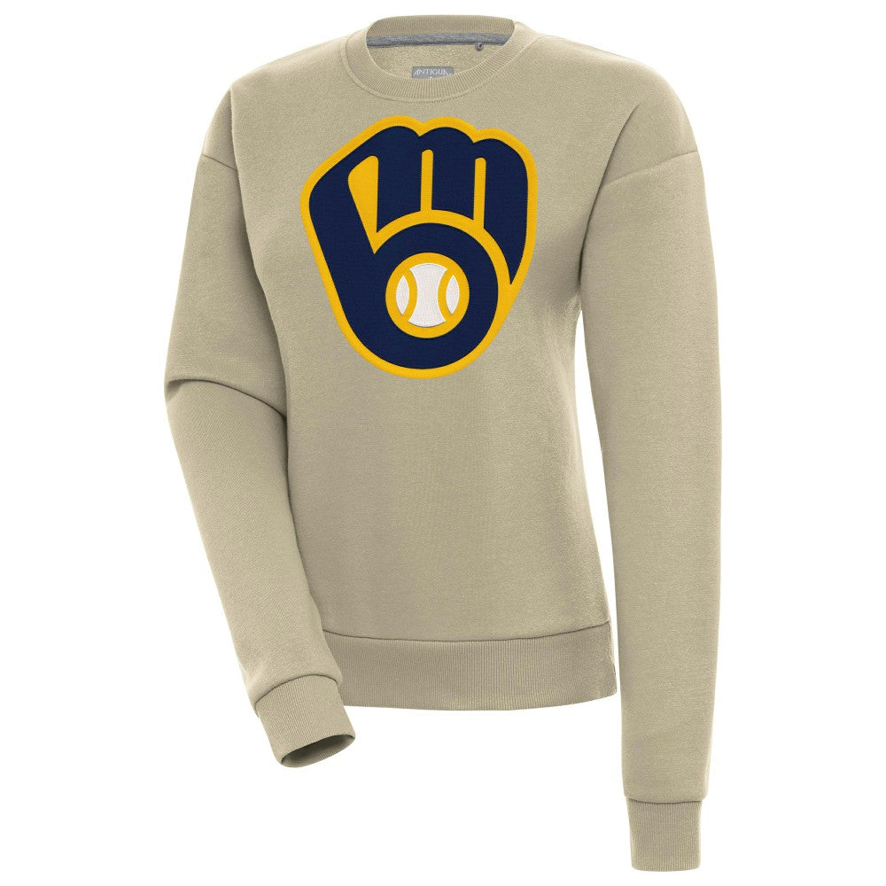Khaki Milwaukee Brewers Antigua Women's Victory Pullover Sweatshirt