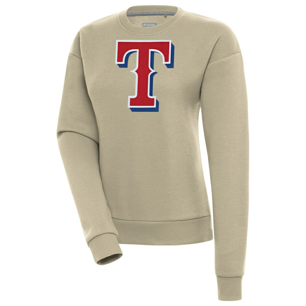 Khaki Texas Rangers Antigua Women's Victory Pullover Sweatshirt