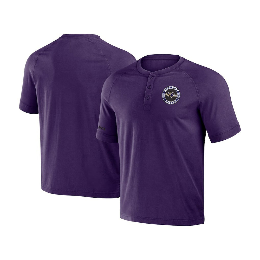 NFL x Darius Rucker Collection Washed Raglan Henley T-Shirt - Baltimore Ravens T-shirts