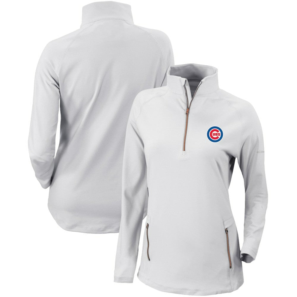White Chicago Cubs Columbia Women's Omni-Wick Outward Nine Quarter-Zip Pullover Top