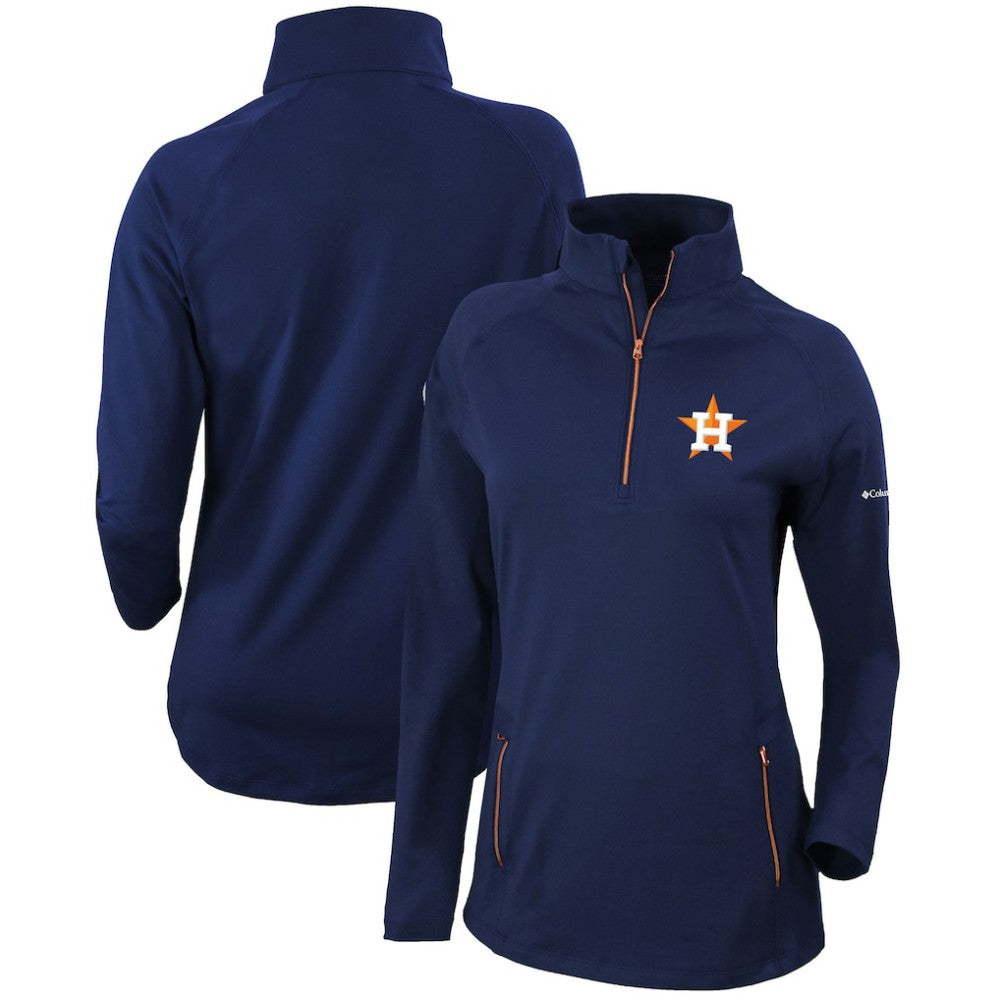 Navy Houston Astros Columbia Women's Omni-Wick Outward Nine Quarter-Zip Pullover Top