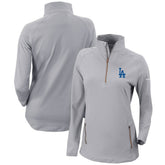Gray Los Angeles Dodgers Columbia Women's Omni-Wick Outward Nine Quarter-Zip Pullover Top