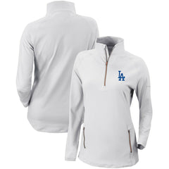 White Los Angeles Dodgers Columbia Women's Omni-Wick Outward Nine Quarter-Zip Pullover Top
