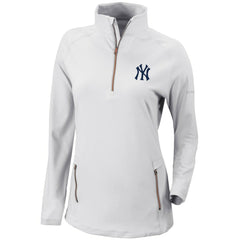 White New York Yankees Columbia Women's Omni-Wick Outward Nine Quarter-Zip Pullover Top