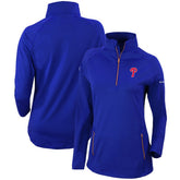 Royal Philadelphia Phillies Columbia Women's Omni-Wick Outward Nine Quarter-Zip Pullover Top