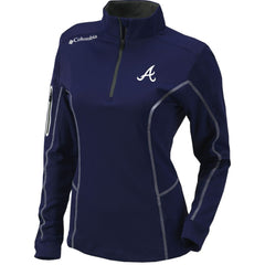 Navy Atlanta Braves Columbia Women's Omni-Wick Shotgun Quarter-Zip Pullover Top