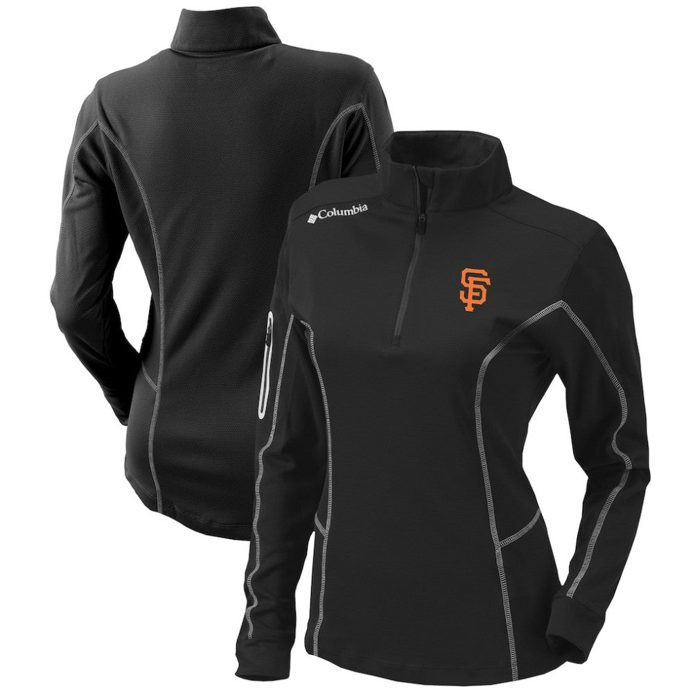 Black San Francisco Giants Columbia Women's Omni-Wick Shotgun Quarter-Zip Pullover Top