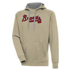 Khaki Atlanta Braves Antigua Victory Pullover Hoodie
