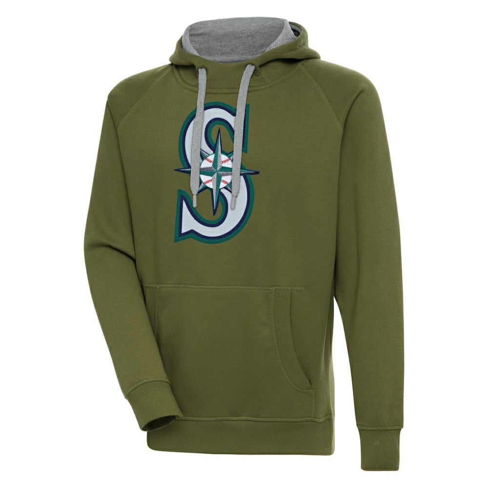 Olive Seattle Mariners Antigua Victory Pullover Hoodie