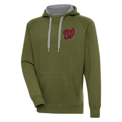 Olive Washington Nationals Antigua Victory Pullover Hoodie